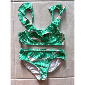 Lilly Pulitzer Swimsuit Girls 6 Green Cream Kasme Beachy Coastal Preppy Vacation